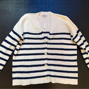 NWT!! Madewell Blue and White Striped Cardigan Sweater